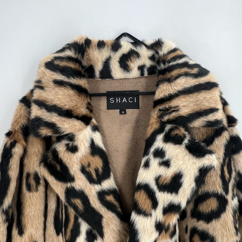 Shaci Antibes Leopard Animal Print Faux Fur Long Coat